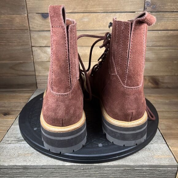 Marc Fisher Womens Size 9 LTD Izzie Maroon Brown Suede Shearling Ankle Boots NEW - Picture 4 of 10